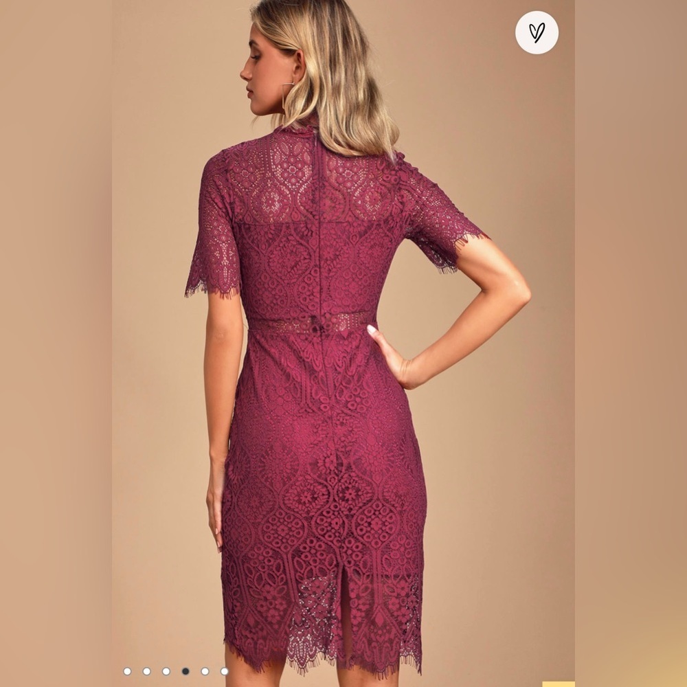 Lulu’s Remarkable Burgundy Lace Sheath Dress. Size XS - Picture 2 of 16